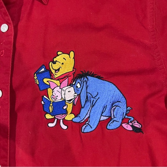 Vintage Winnie The Pooh Red Full Sleeve Button Down Shirt Women’s XL - Picture 2 of 11